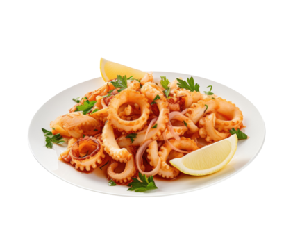 Plate of Fried Calamari Isolated on a Transparent Background
