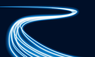 Abstract speed line background with dynamic light fiber cable technology network and Electric car concept innovation background, vector design