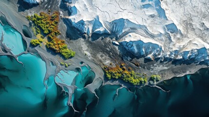Environmental Sciences: A satellite image of a melting glacier in the polar region.