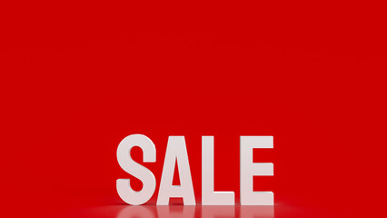 The white sale on red Background for promotion concept 3d rendering