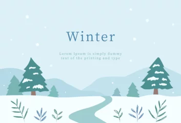 Crédence de cuisine en verre imprimé Bleu clair Winter template.Landscape with snow and tree for card,banner