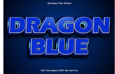 Dragon Blue Editable Text Effect 3d Emboss Gradient Style