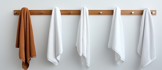 White background with towel hooks