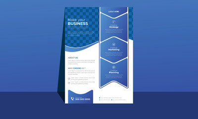 Blue Modern Creative Corporate Business Flyer Design Template. Vector illustration.
