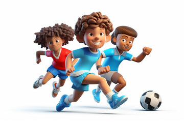 School kids playing abstract 3d rendered