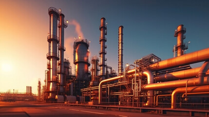 Fototapeta na wymiar Industrial plant, oil refinery plant pipe line.