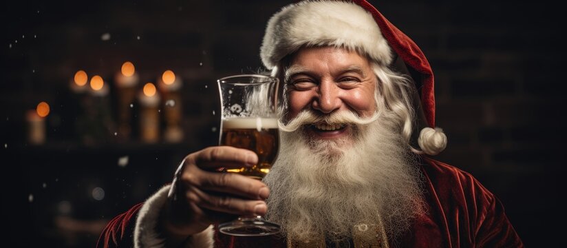 Santa Claus enjoying a holiday craft beer please drink responsibly