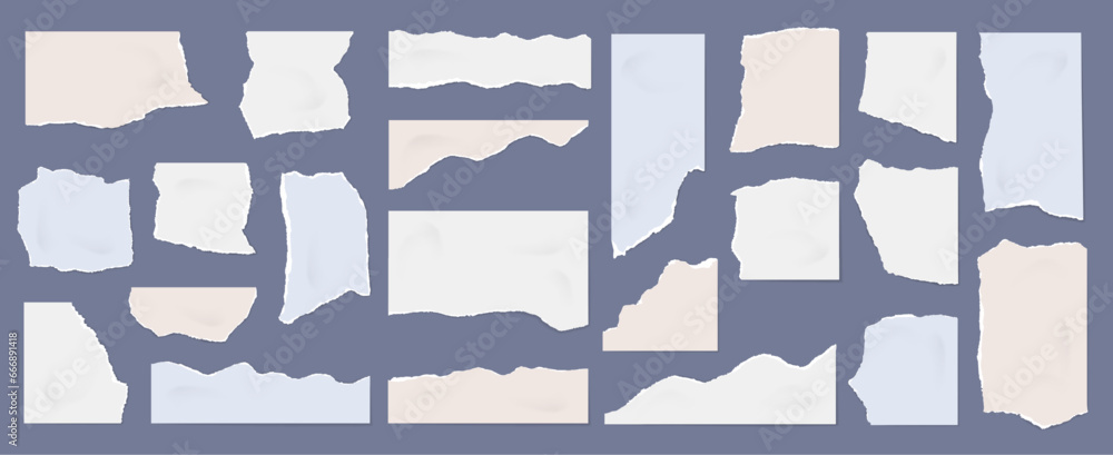 Poster torn paper sheets. realistic ripped edge piece of paper, scrap notepaper and background frames for s