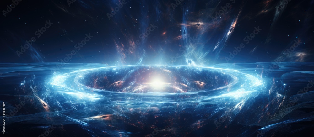Poster space s round glowing energy source abstract background artificial intelligence render of gamma ray 