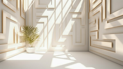 white room with a maze on the wall