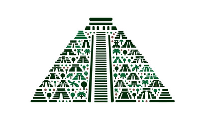 Chichén Itzá Silhouette Mexico vector illustration - obrazy, fototapety, plakaty