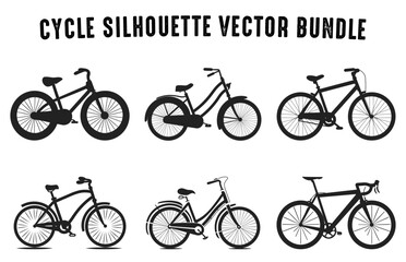 Set of Bicycle Silhouettes Vector illustration, Various types of Cycle Vector Collection isolated on a white background