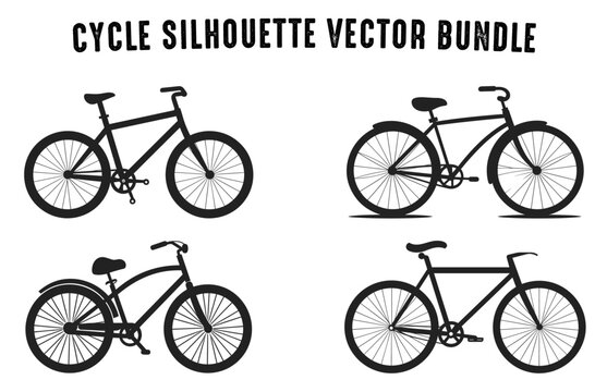 Set of Bicycle Silhouettes Vector illustration, Various types of Cycle Vector Collection isolated on a white background