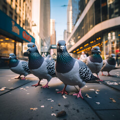Pigeons in a major metropolitan area of a city