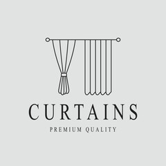 curtains logo line art vector illustration template icon graphic design