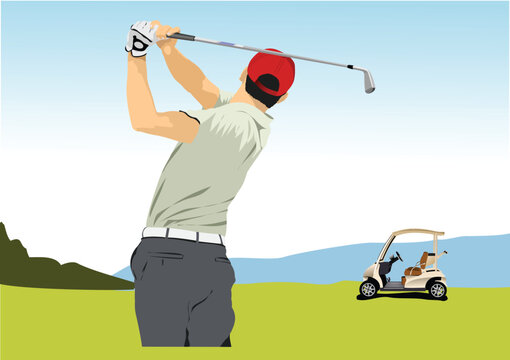 Golf players. Colored vector