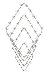 metal chrome rhomb-shaped wire sculptures