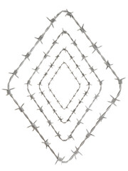 metal chrome rhomb-shaped wire sculptures
