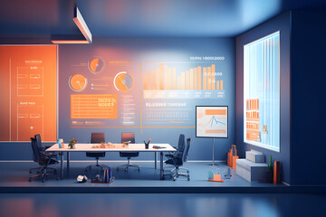 3d illustration design of an meeting room illustration - obrazy, fototapety, plakaty