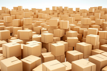 lot of cardboard boxes on a white background