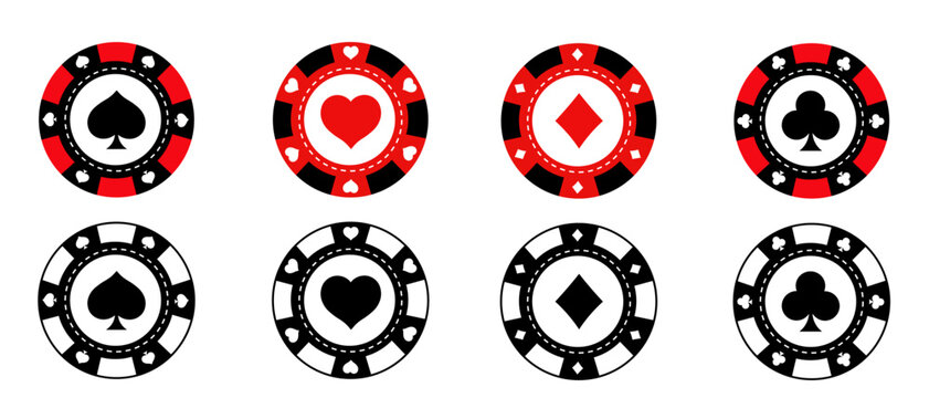 Set of poker chips for gambling. Flat design. EPS 10 vector on white background