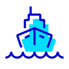 Obraz premium 夏休み、船を表す2色スタイルのアイコン