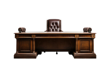 Executive Desk Furniture On Transparent Background.