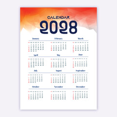 Happy New Year calendar background design in a minimal style