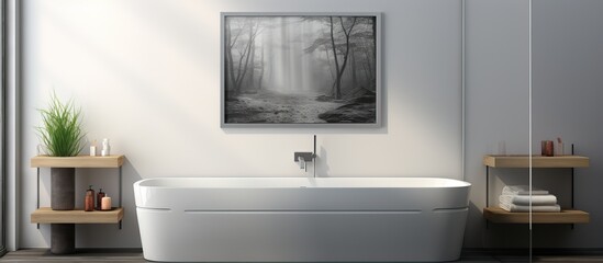 Fototapeta na wymiar A contemporary tub with transparent doors set apart on a white backdrop