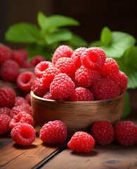 Raspberries are low in calories but high in fiber, vitamins, minerals and antioxidants,ai generate