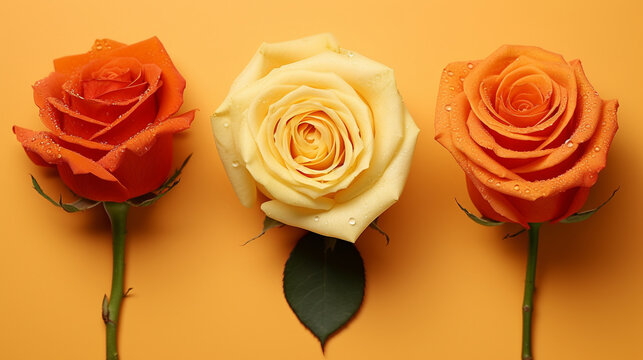 yellow rose with drops HD 8K wallpaper Stock Photographic Image 
