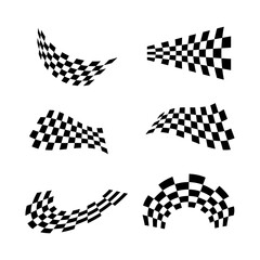 Set of silhouette race flag logo vector design template