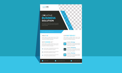 Simple corporate business flyer design with Blue color.