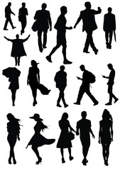 People  silhouettes. B&W vector illustration