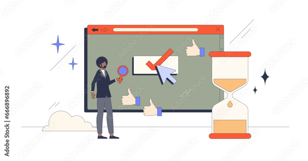 Poster conversion rate optimization to improve website efficiency retro tiny person concept, transparent ba