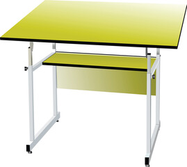 School desk on white isolated background. Vector illustration