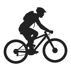 Bicycling Silhouette Vector isolated on a White Background, Cycling Silhouette Vector Clipart, Cyclist Riding Bicycle Silhouette