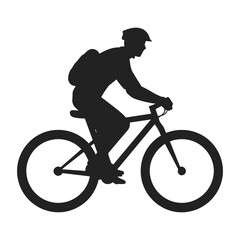 Bicycling Silhouette Vector isolated on a White Background, Cycling Silhouette Vector Clipart, Cyclist Riding Bicycle Silhouette