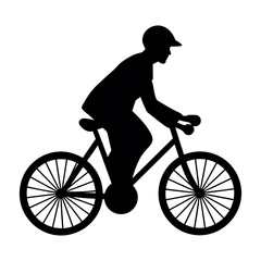 Bicycling Silhouette Vector isolated on a White Background, Cycling Silhouette Vector Clipart, Cyclist Riding Bicycle Silhouette