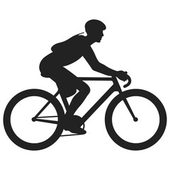 Bicycling Silhouette Vector isolated on a White Background, Cycling Silhouette Vector Clipart, Cyclist Riding Bicycle Silhouette