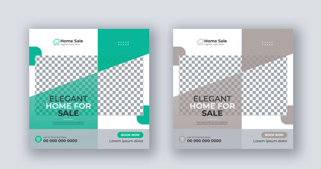 Home sale business social media post square set flyer template design. real estate editable modern banner social media post