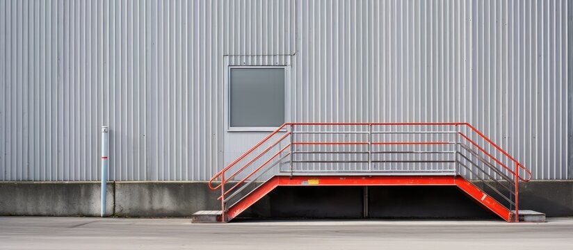Warehouse with loading dock and metal ramp
