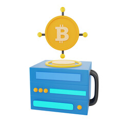 3D Rendering Bitcoin Server Icon Object
