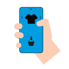 Smartphone with hand. Online store in smartphone.