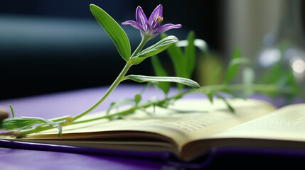 book and flower HD 8K wallpaper Stock Photographic Image 