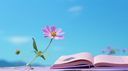 book and flower HD 8K wallpaper Stock Photographic Image 