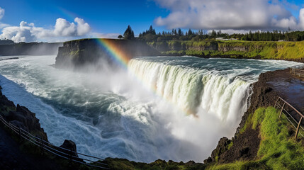 Fototapeta premium falls at sunset HD 8K wallpaper Stock Photographic Image 
