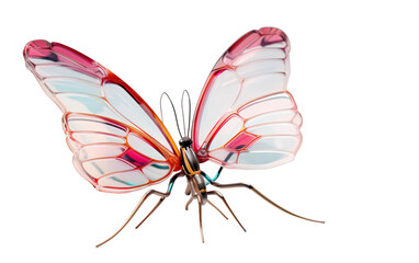 Futuristic Glasswing Insect Replica on Transparent background