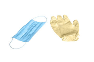 Medical mask as a symbol of coronavirus, isolated on a white background. World crisis due to pandemic influenza virus