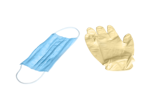 Medical mask as a symbol of coronavirus, isolated on a white background. World crisis due to pandemic influenza virus